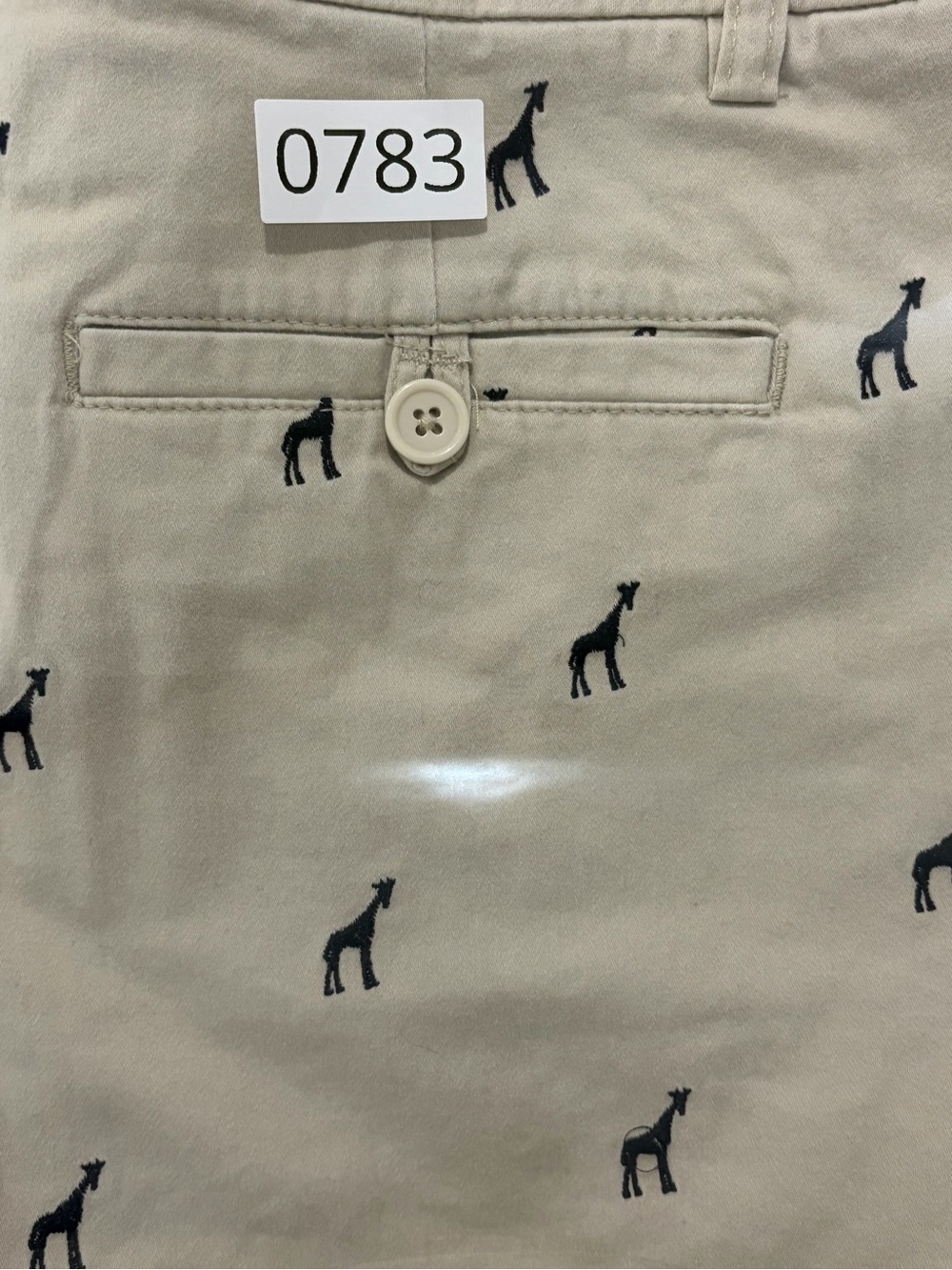 British Khaki 4" Khaki Shorts with Black Giraffe Embroidery (4) - Picture 8 of 8